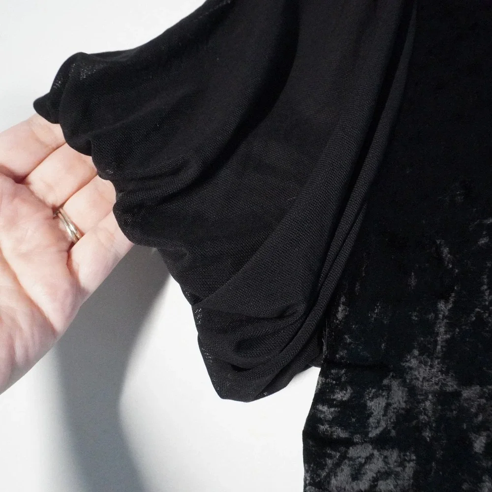 Free People Intimately Midnight Mood Black M Velvet‎ Crop Top Ruche Open Back